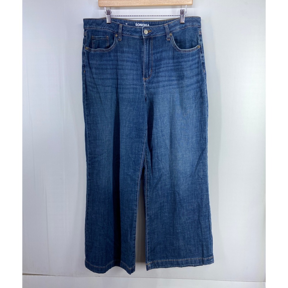Sonoma Wide Leg Blue Denim Jeans Womens Plus 16